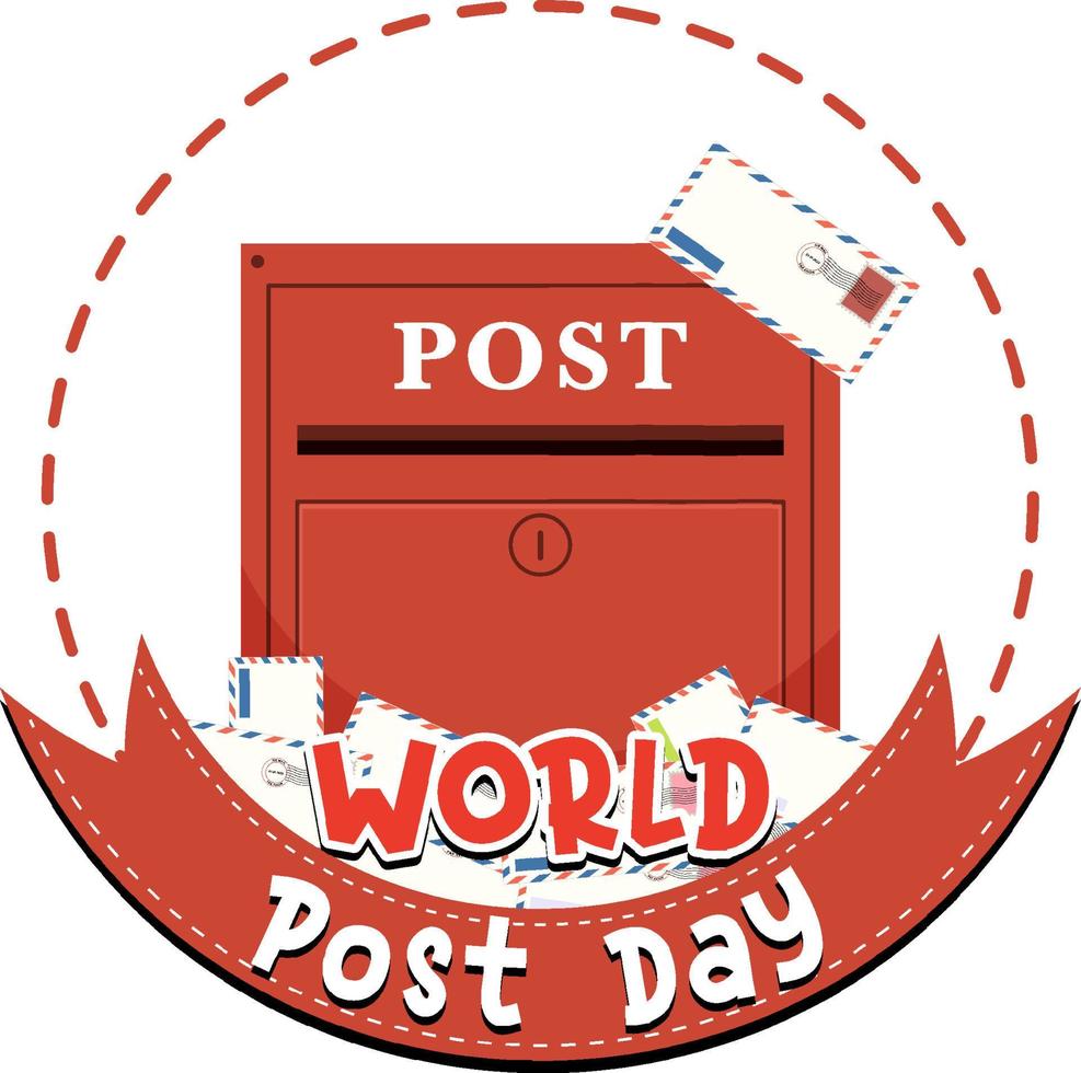 World Post Day logo with mailbox and envelope vector