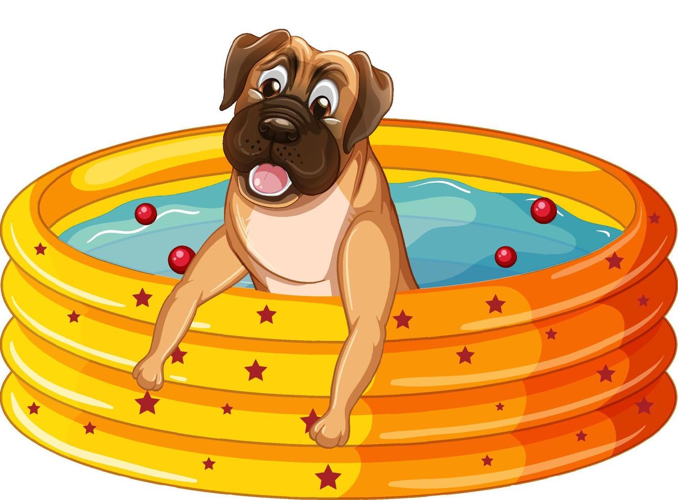 Cute puppy dog  in rubber swimming pool vector