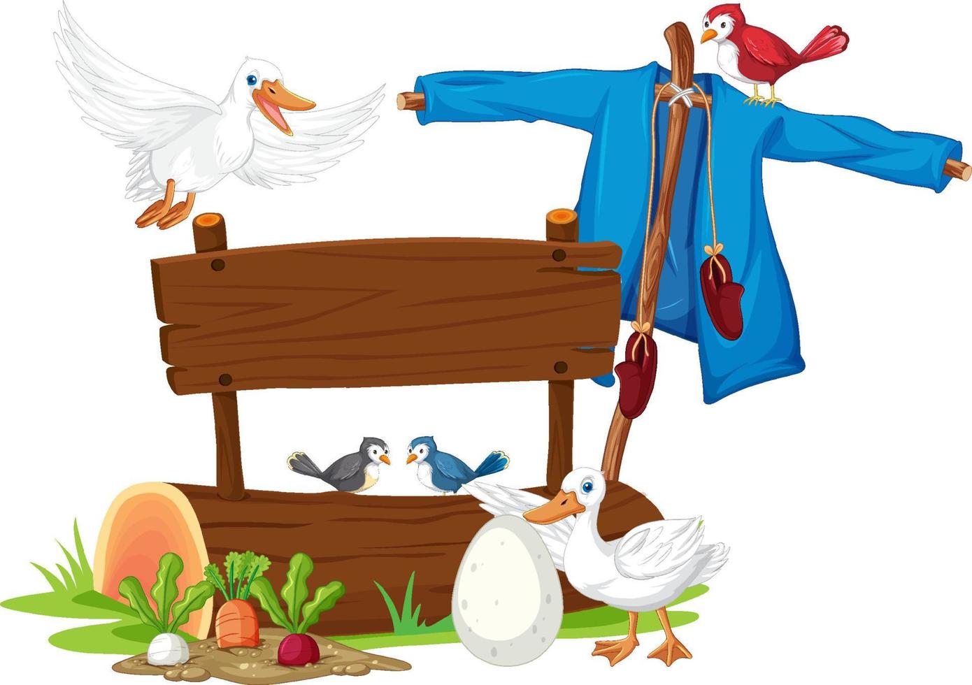 Duck with wooden sign banner vector