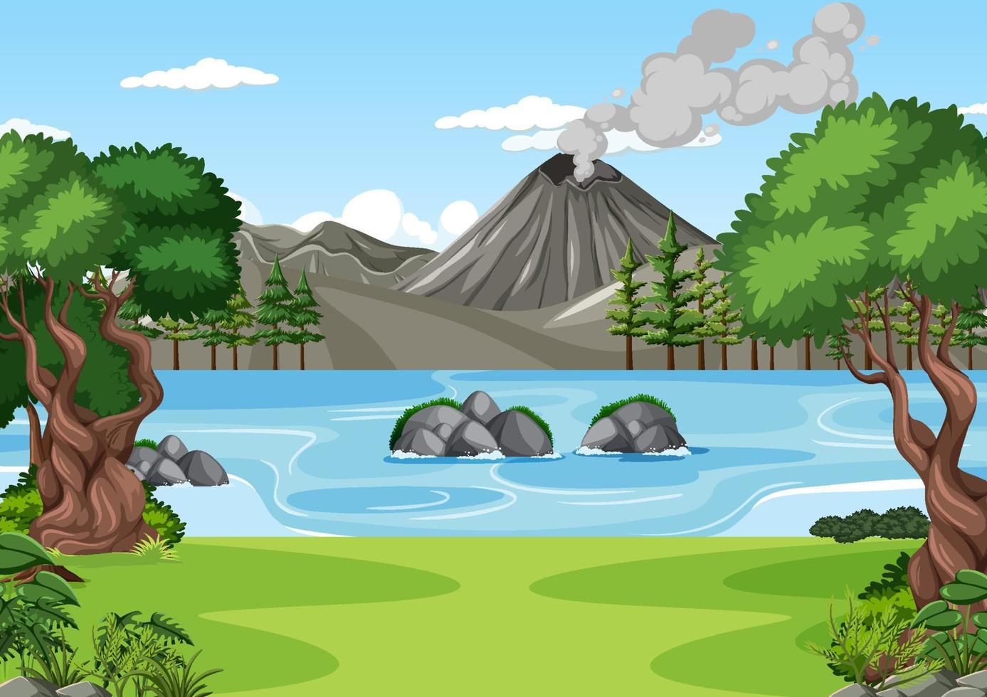 Prehistoric forest scene background vector