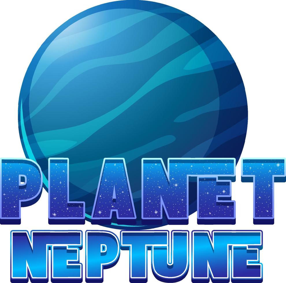 Planet Neptune word logo design with Neptune planet vector