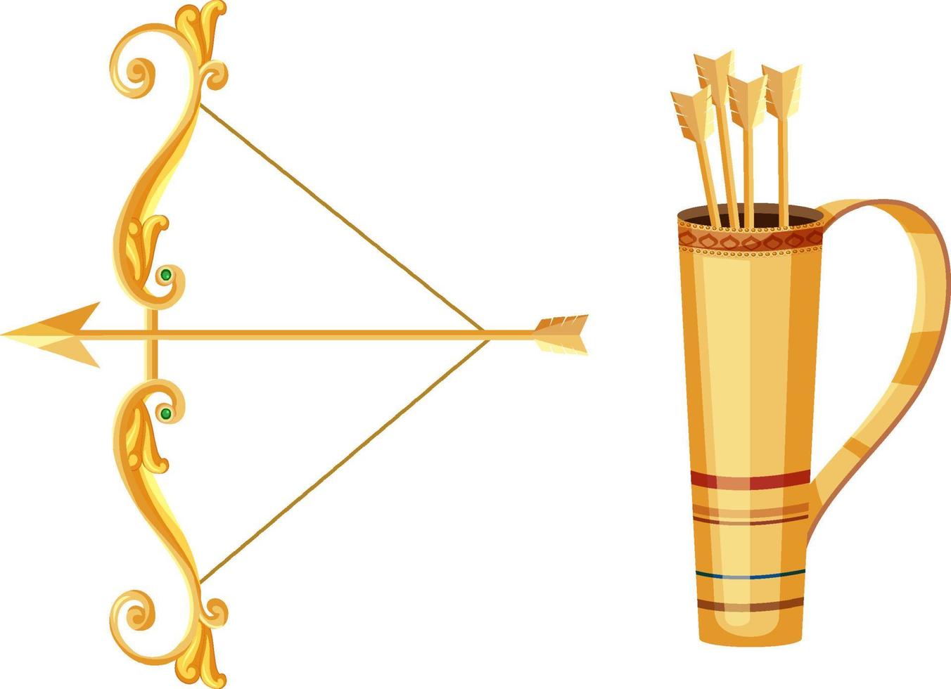 Golden bow and arrow on white background vector