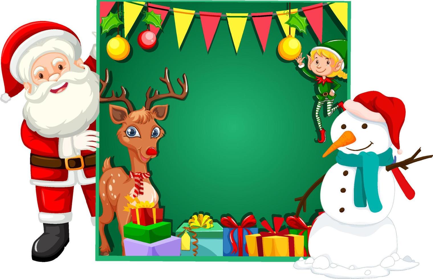 Empty board with Santa Claus and snowman vector