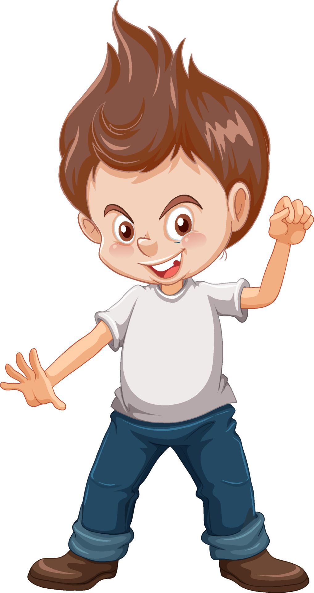 A boy standing on the floor cartoon character on white background ...