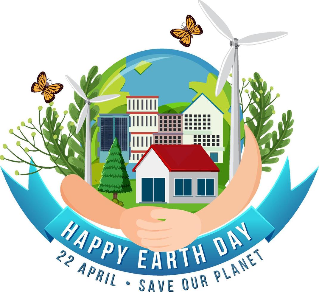 Happy Earth Day on 22 April poster design vector