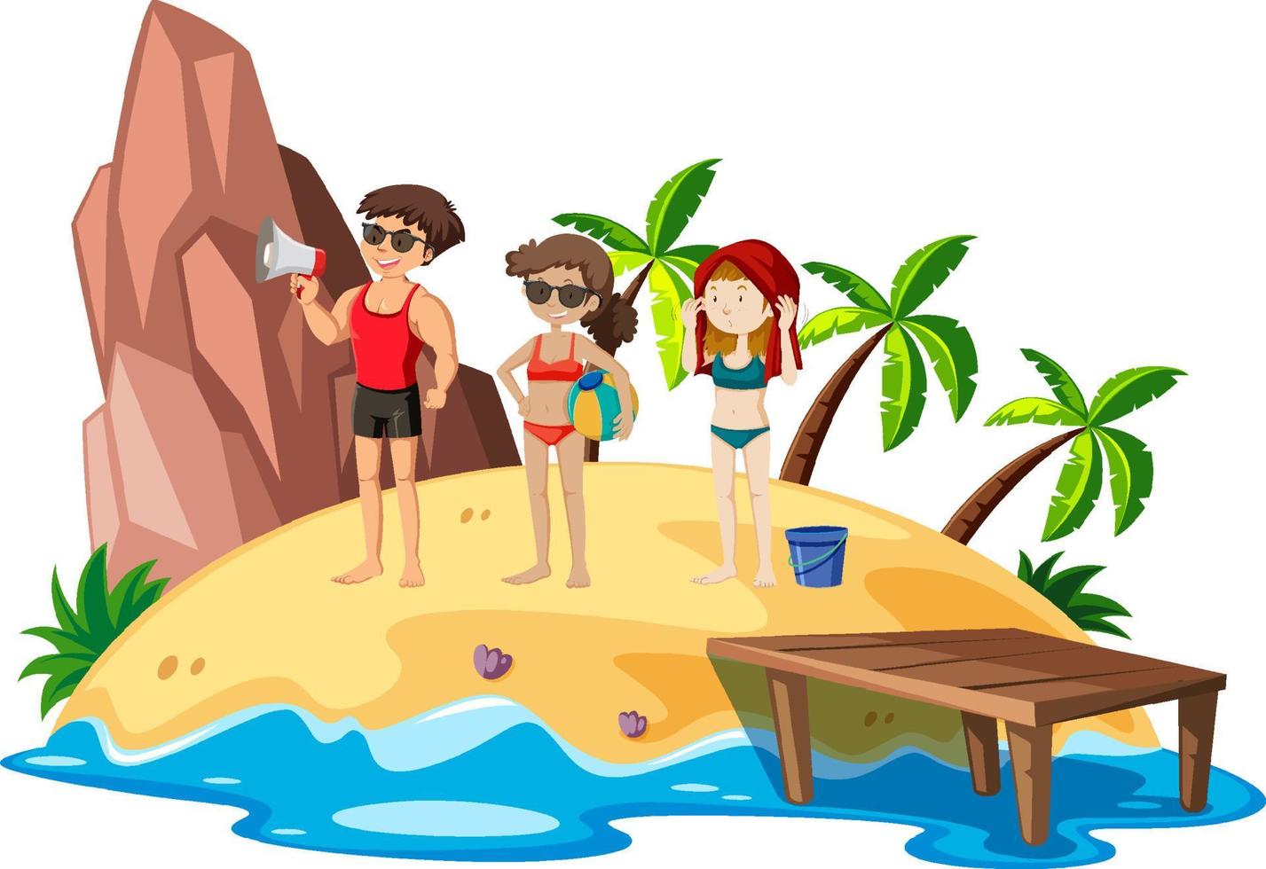 Scene with people on the beach vector