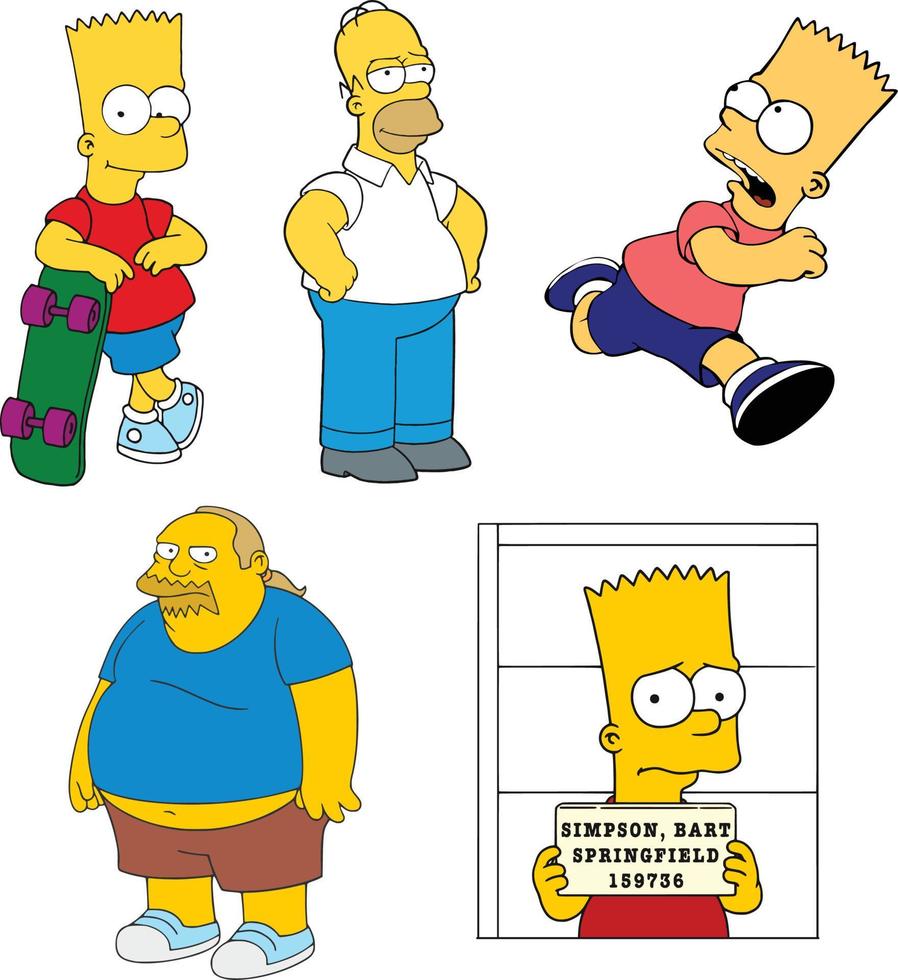 simpsons springfield cartoon collectibles sticker vector