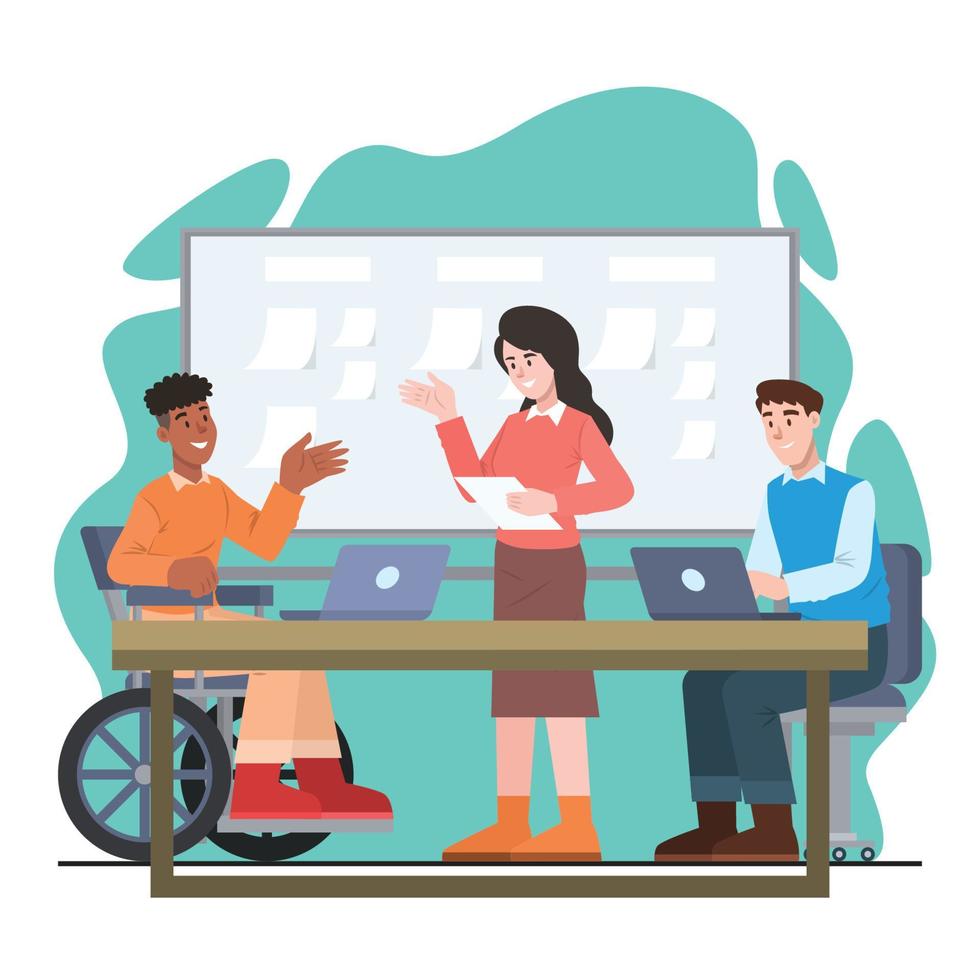 Inclusive Office with Disable Employees vector