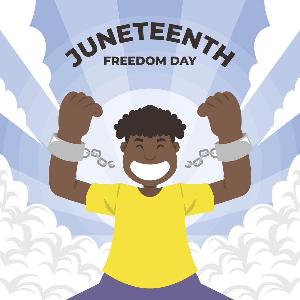 un hombre celebrando el día de la libertad del 19 de junio vector