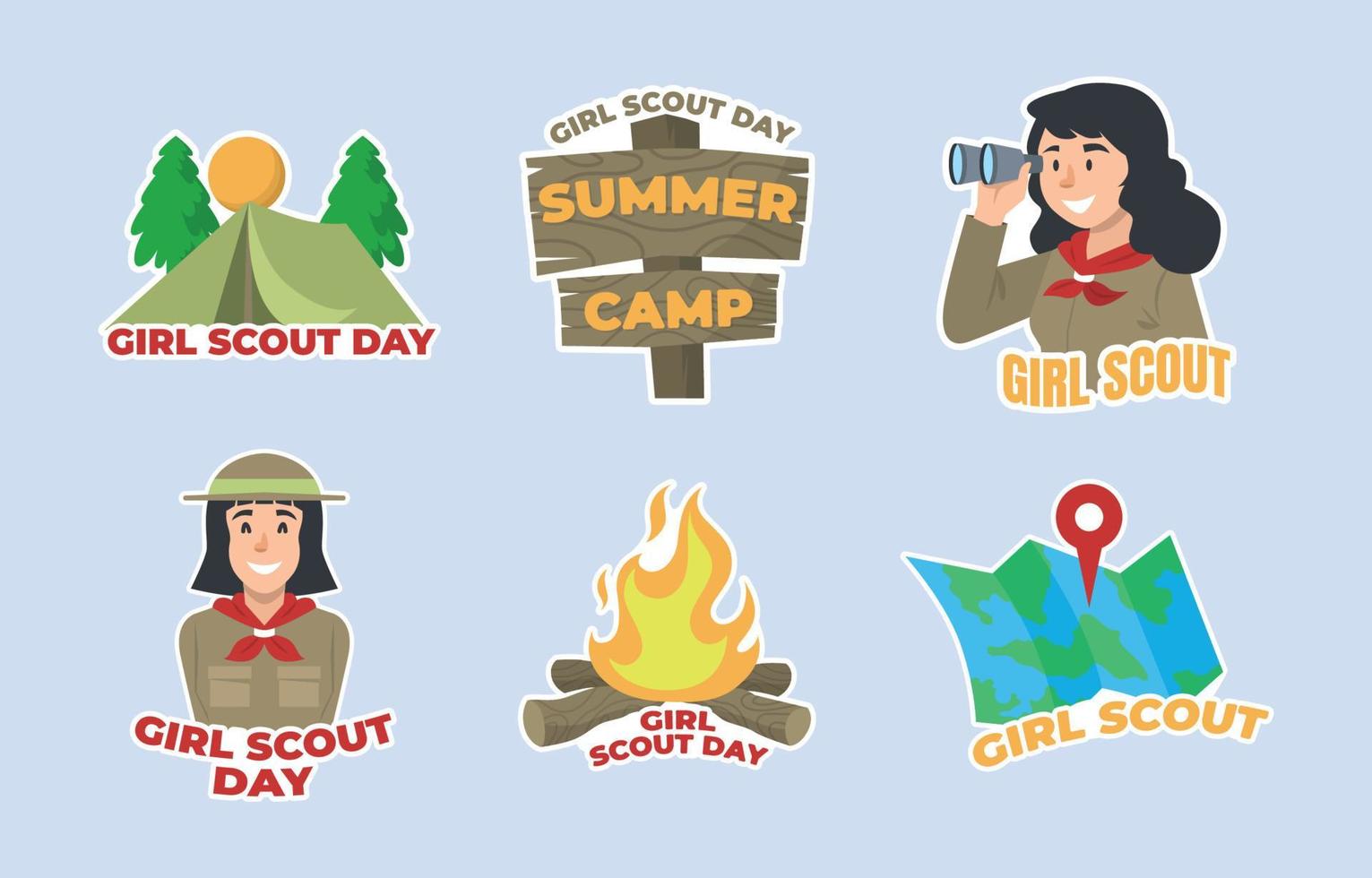 Girl Scout Day Stickers Design vector