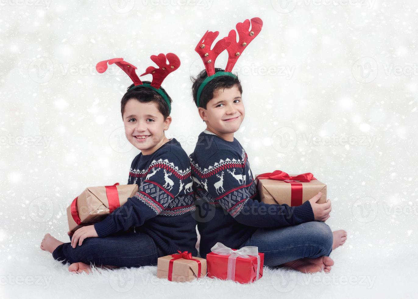 smiling brothers on christmas photo