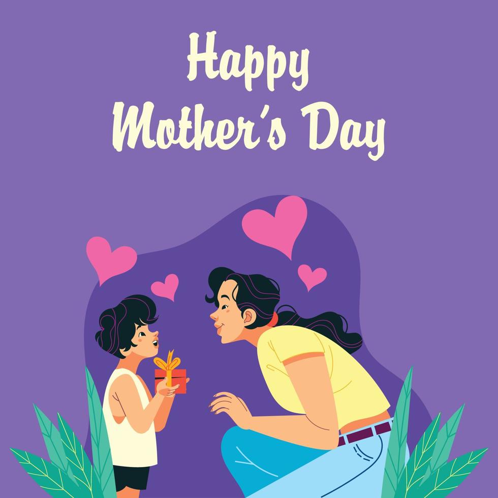regalo del día de la madre de niño pequeño vector