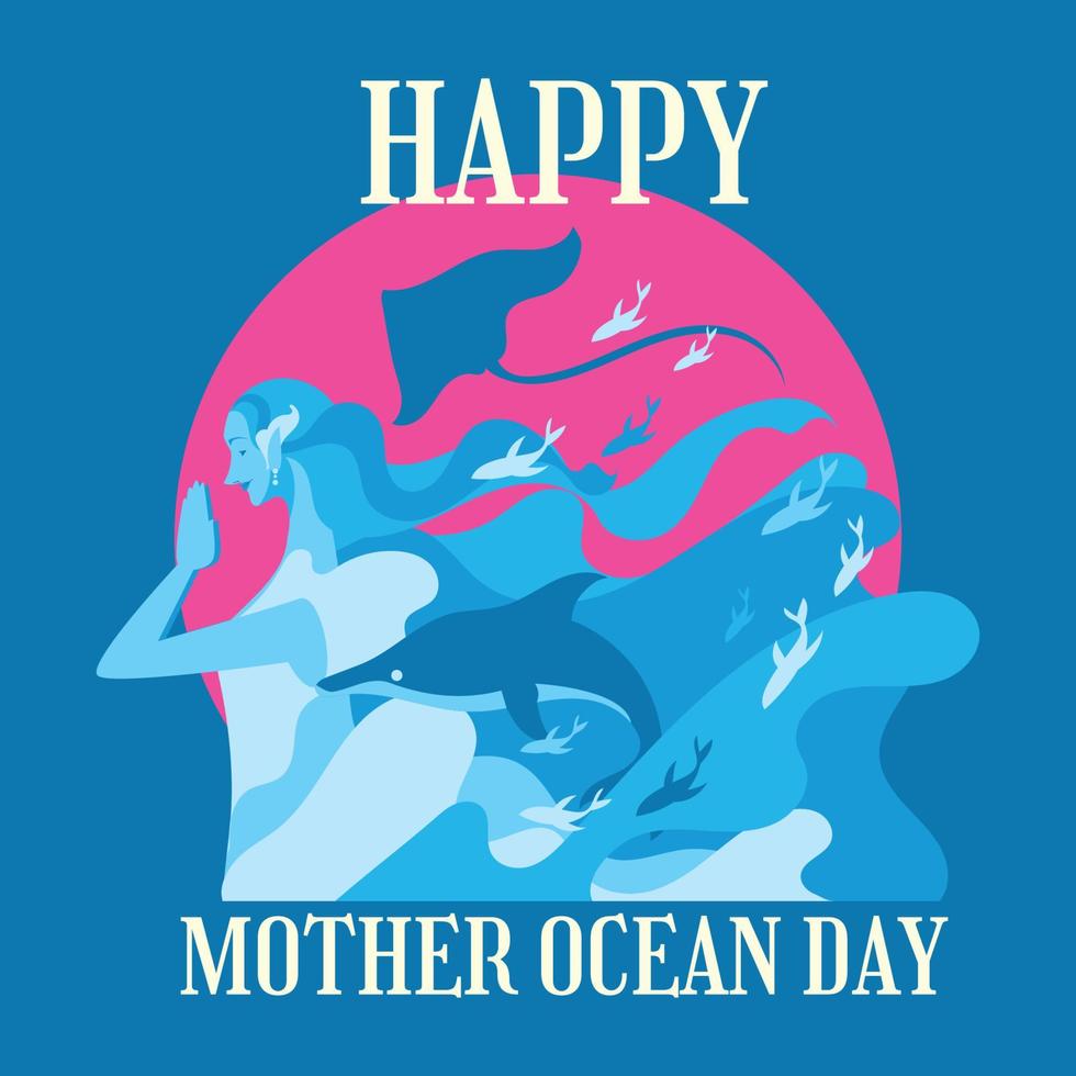 Mother Ocean And The Fishes vector
