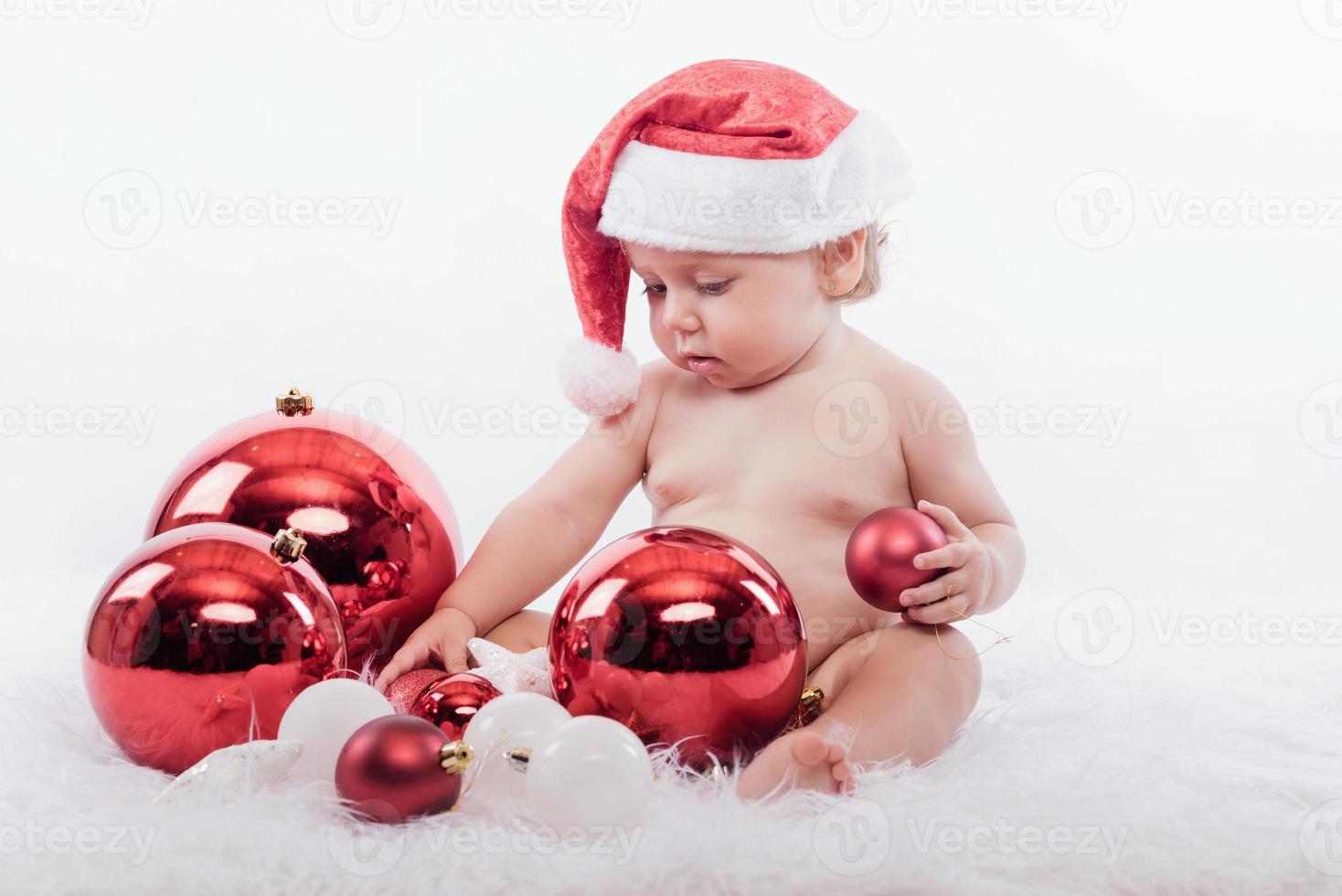 Baby girl in Christmas photo