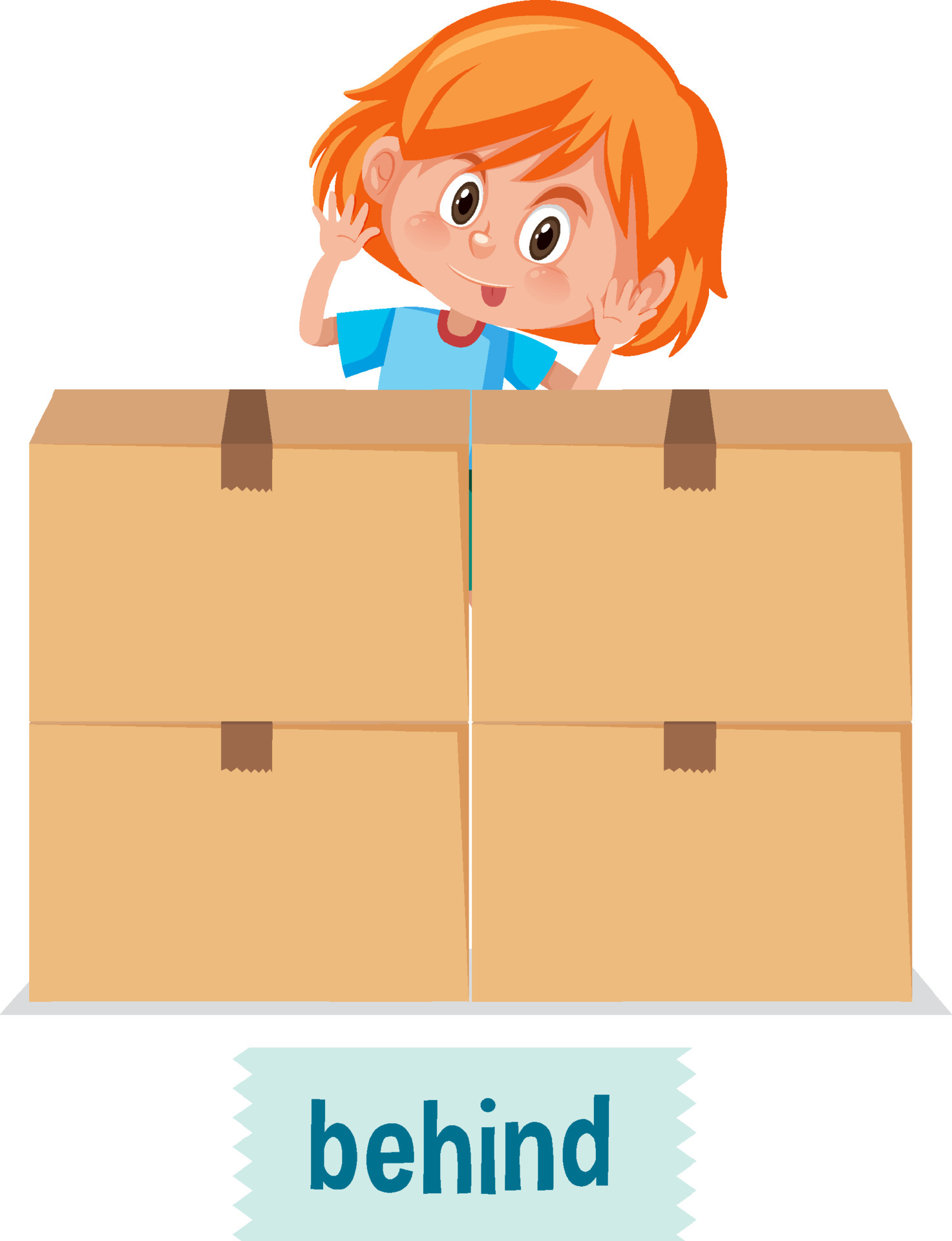 Preposition of place with cartoon girl and a box 6157798 Vector Art at Vecteezy Preposition of place with cartoon girl and a box 6157798 Vector Art at Vecteezy