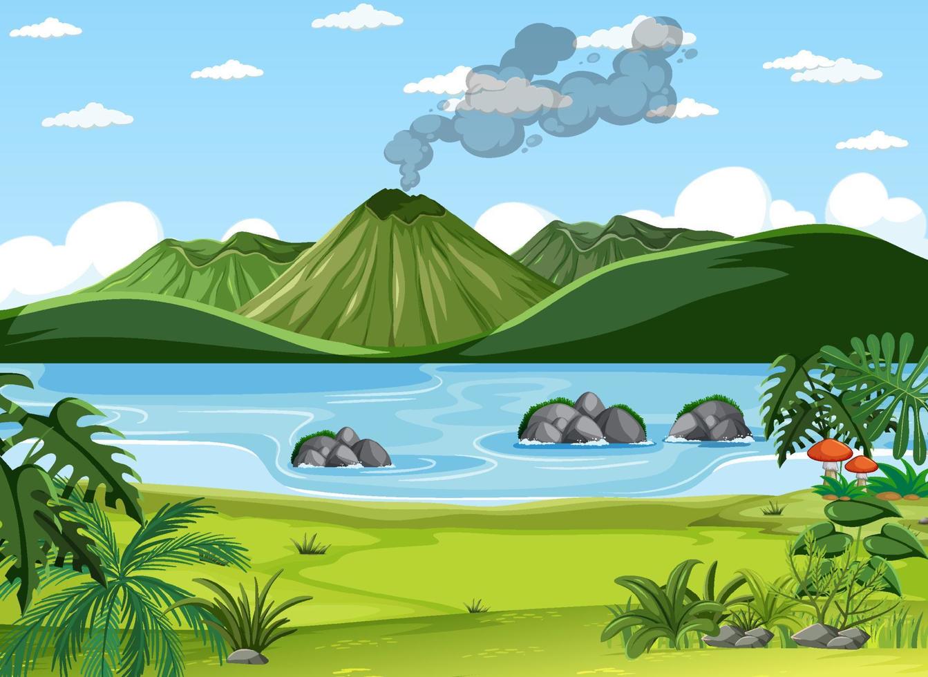 Prehistoric forest scene background vector