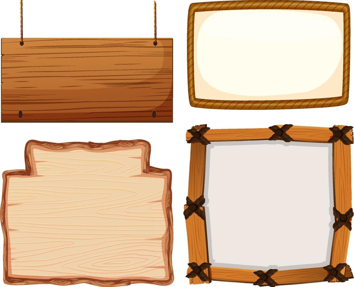 conjunto de banner de letrero de madera vector