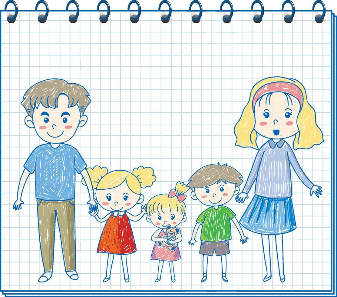 A notebook with a doodle sketch design with colour at the cover page vector