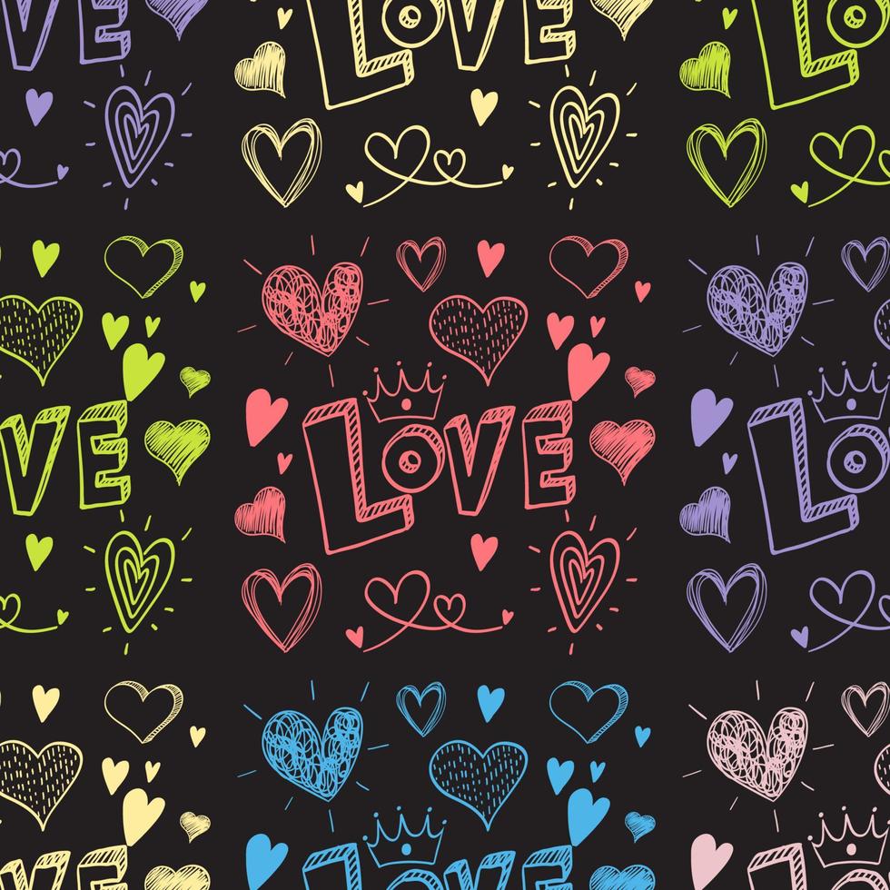 Abstract seamless doodle heart pattern vector