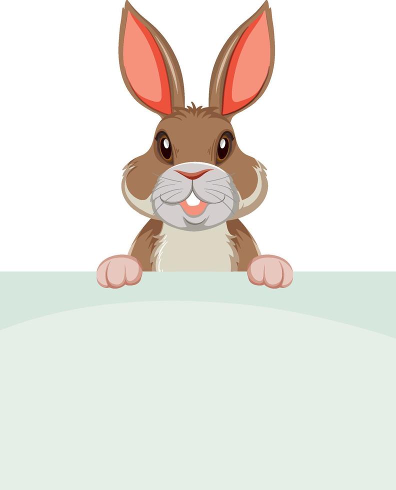 Cute brown bunny holding paper vector