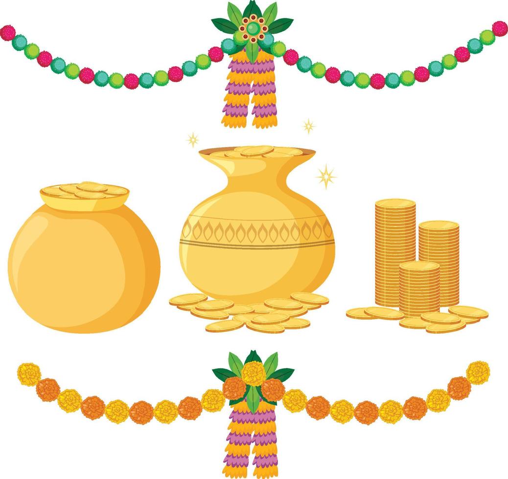 icono del día hindú shubh dhanteras vector