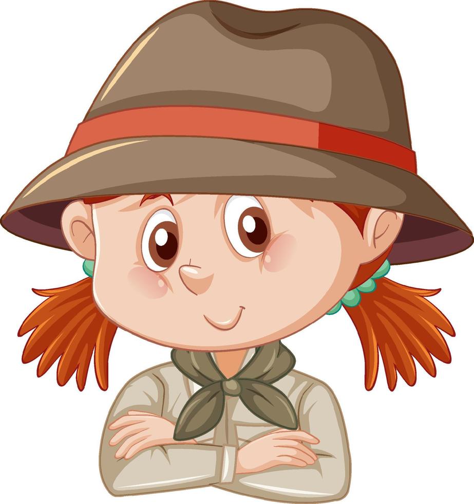 Little girl in scout uniform vector