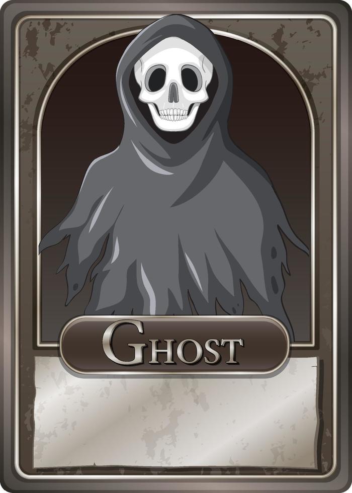 Scary ghost character game card template vector