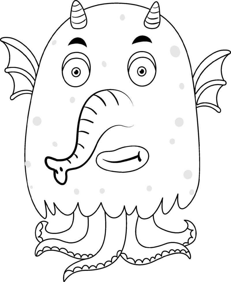 Black and white doodle character vector