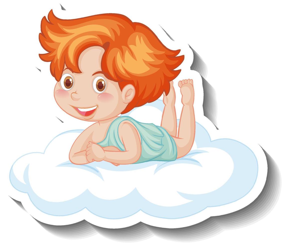 niño cupido acostado en una nube vector