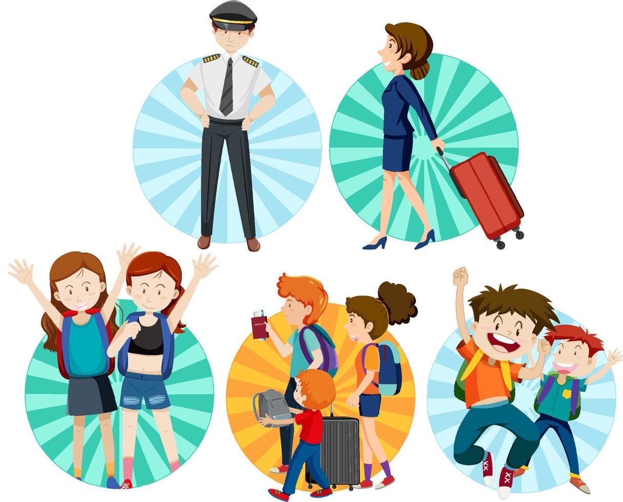 A set of Travel holiday theme man and women on white background vector