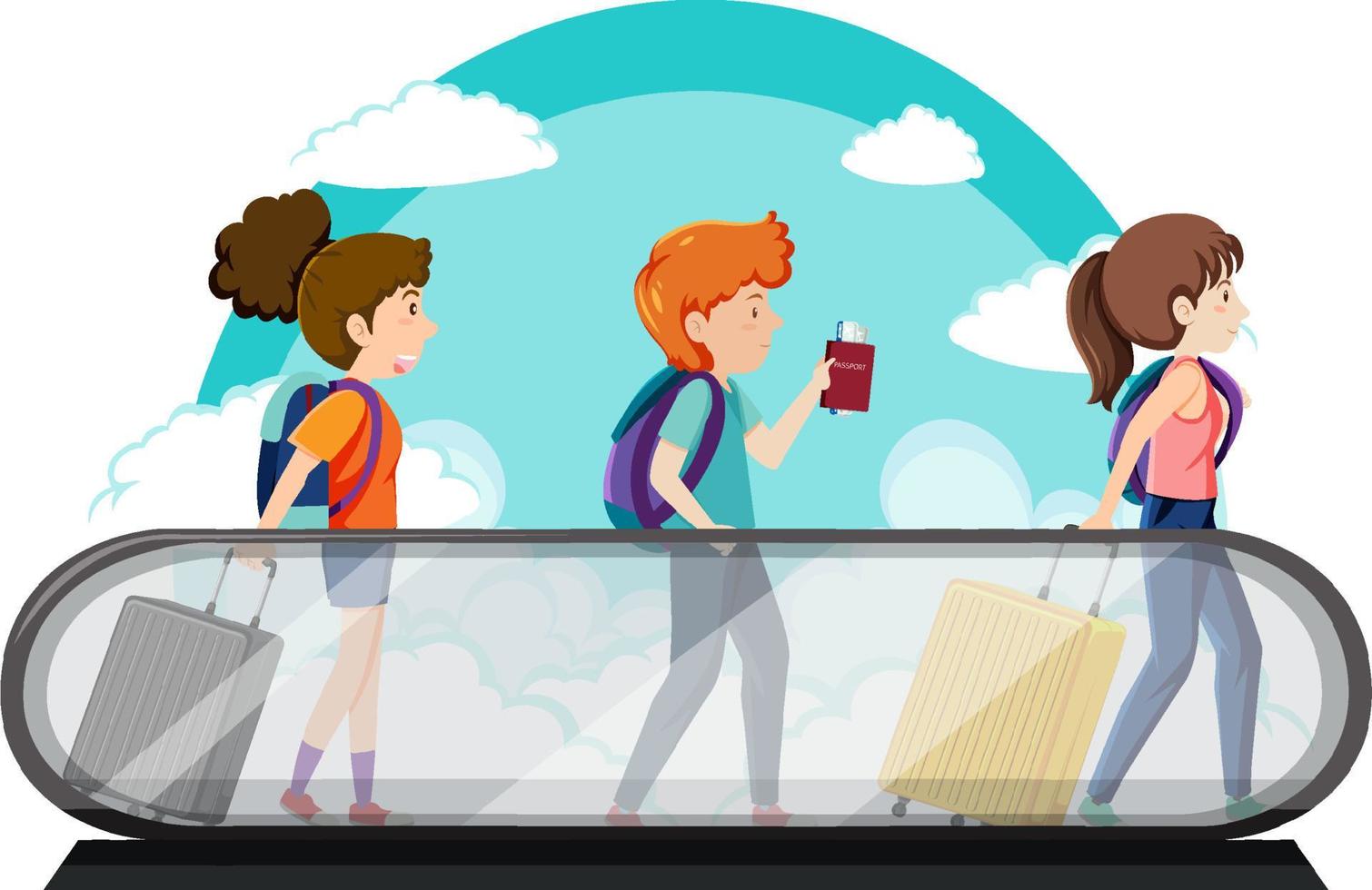 Group of friends are travel holiday theme with a backpack. vector