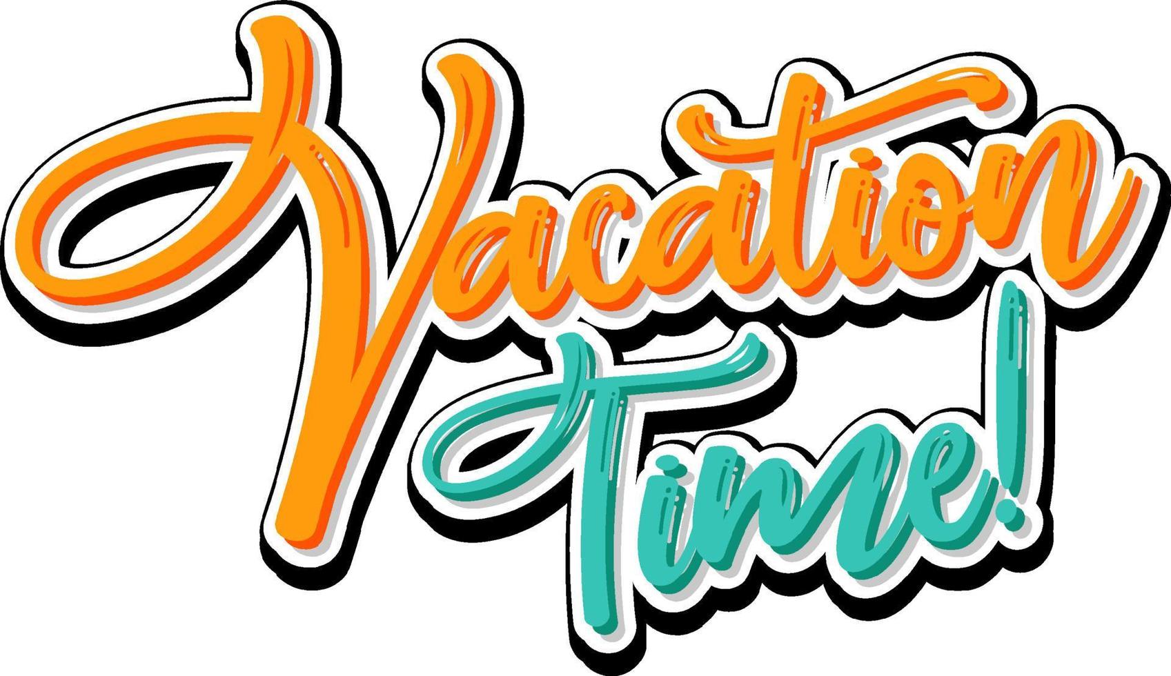 Vacation time text icon on white background vector