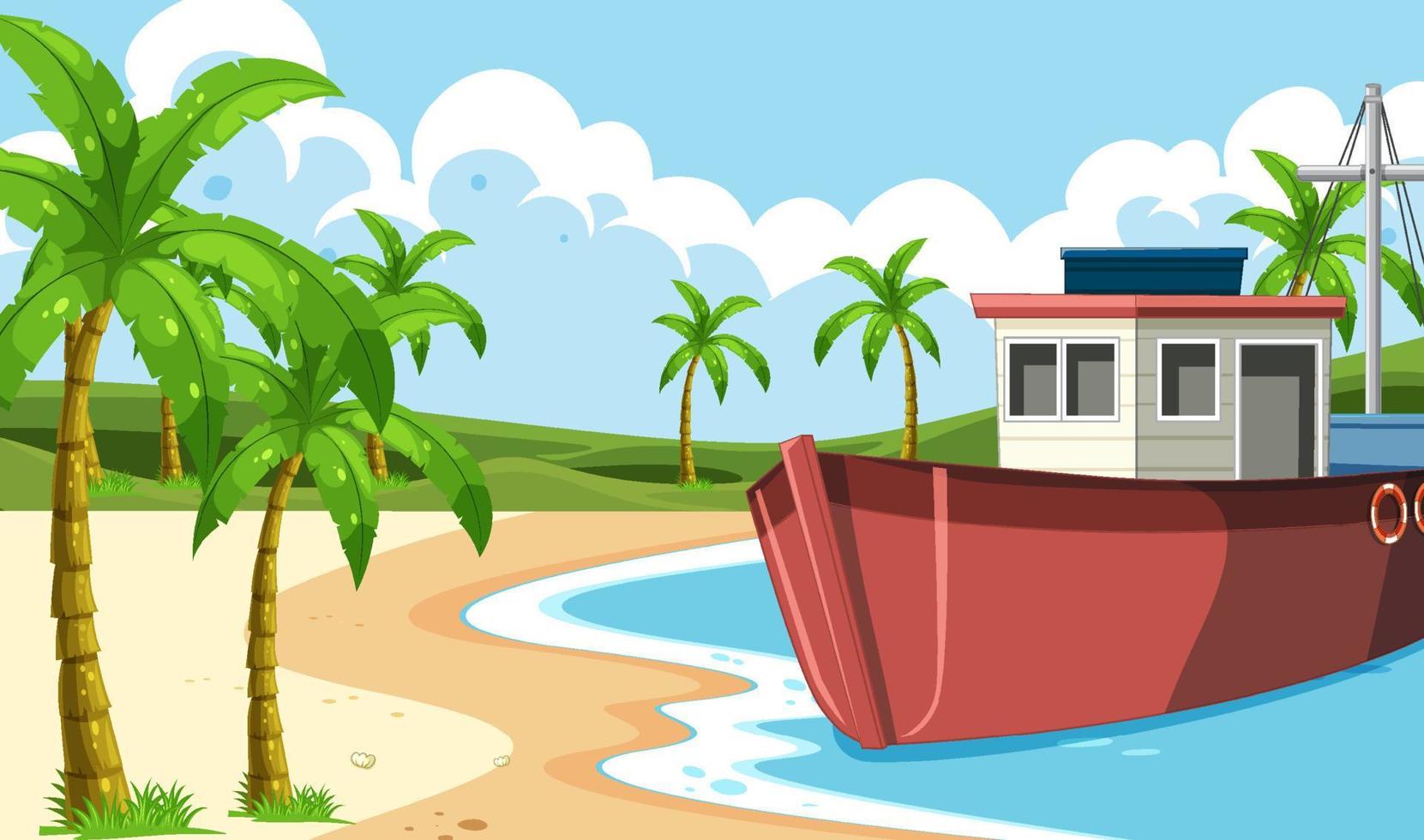 boat, ship, transportation, sea, beach, ocean, view, outdoor, background, island vector