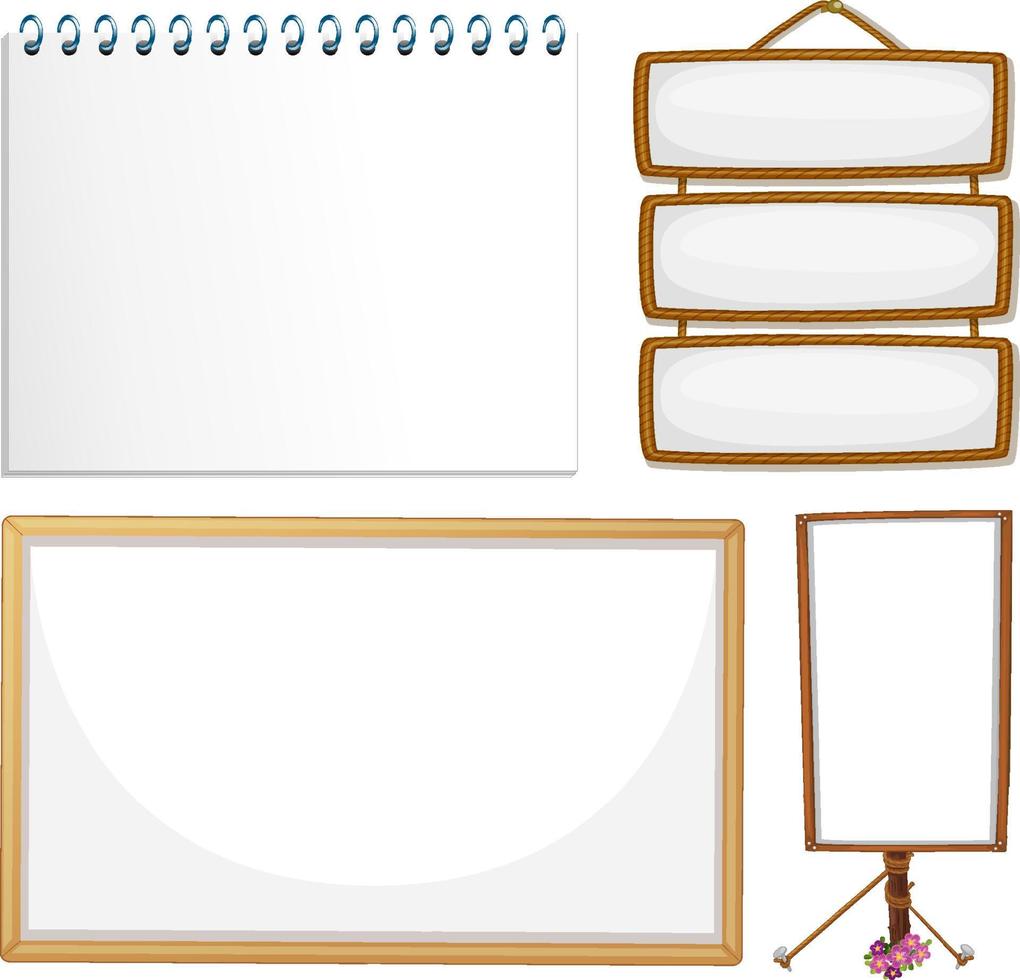 conjunto de banner de letrero de madera vector