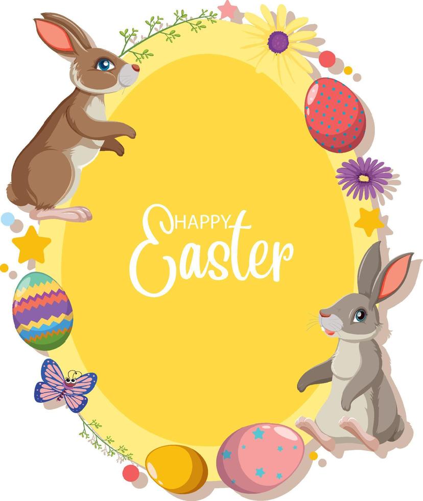 Easter poster design with bunny and eggs vector