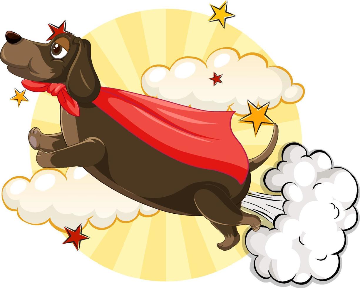 A dog superhero on sky background vector