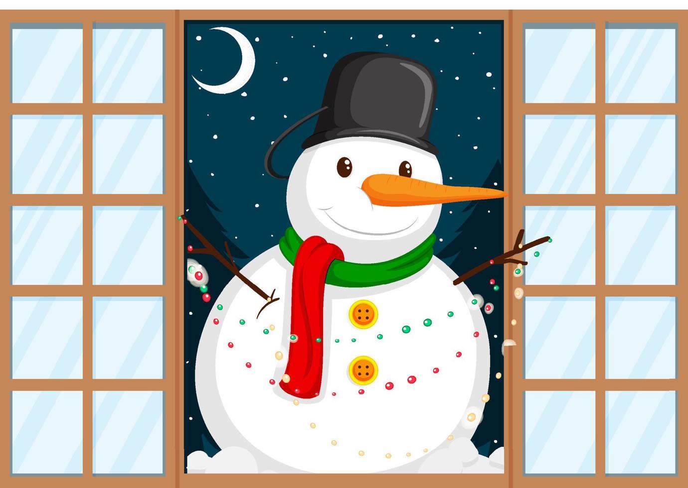 Christmas theme snowman at the door vector