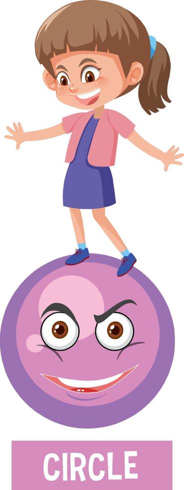 A girl standing on circle shape vector