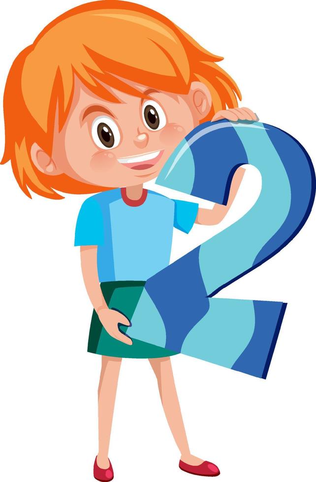 Student girl holding the number cartoon character isolated on white background vector