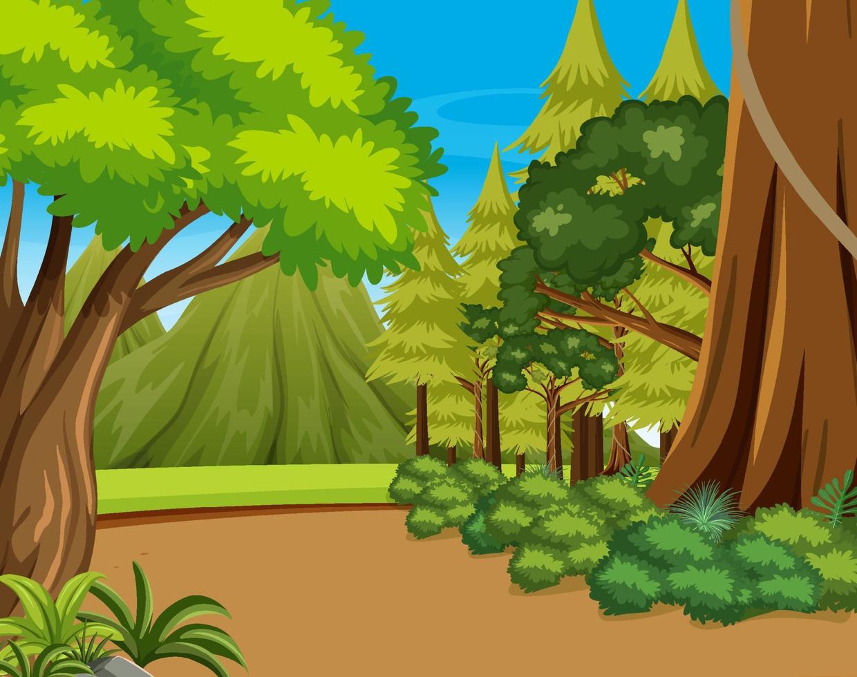 Prehistoric forest scene background vector