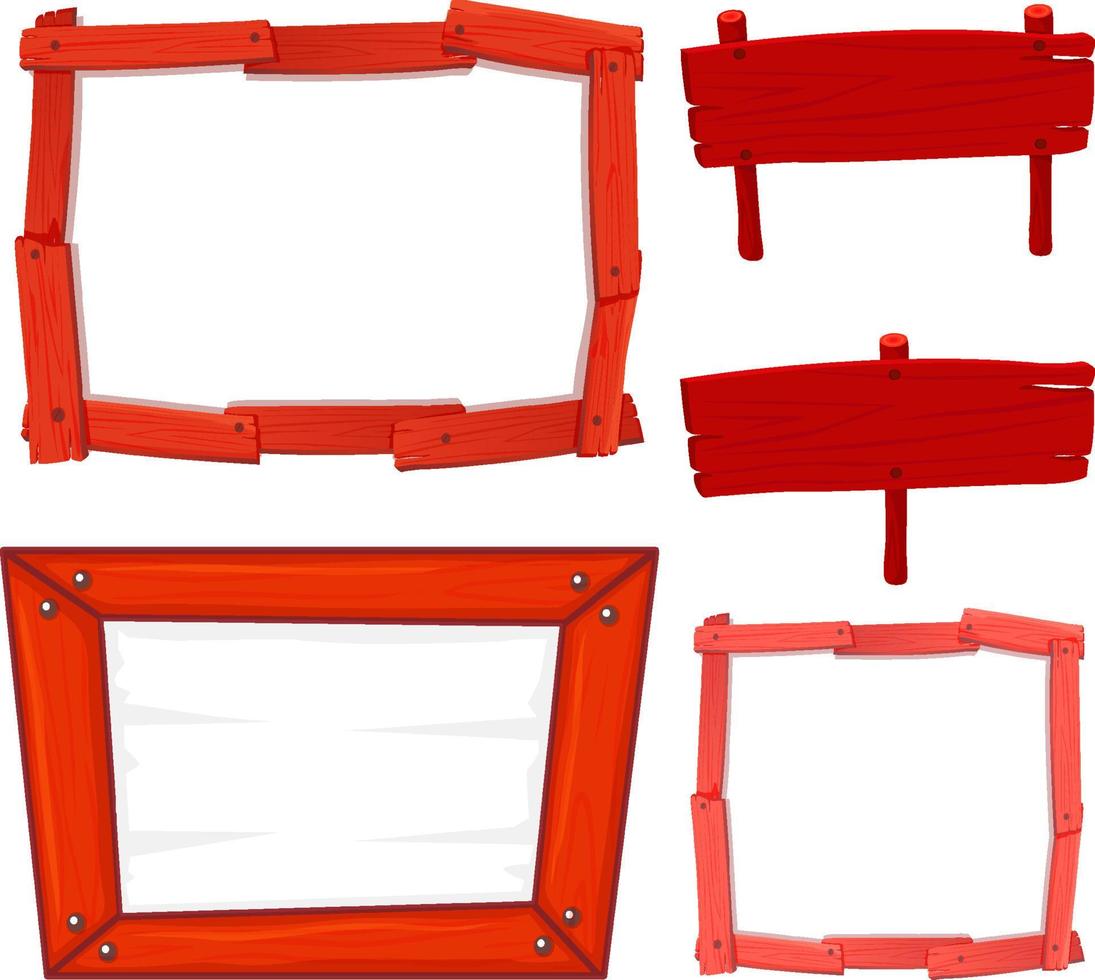 conjunto de carteles de madera en color rojo vector