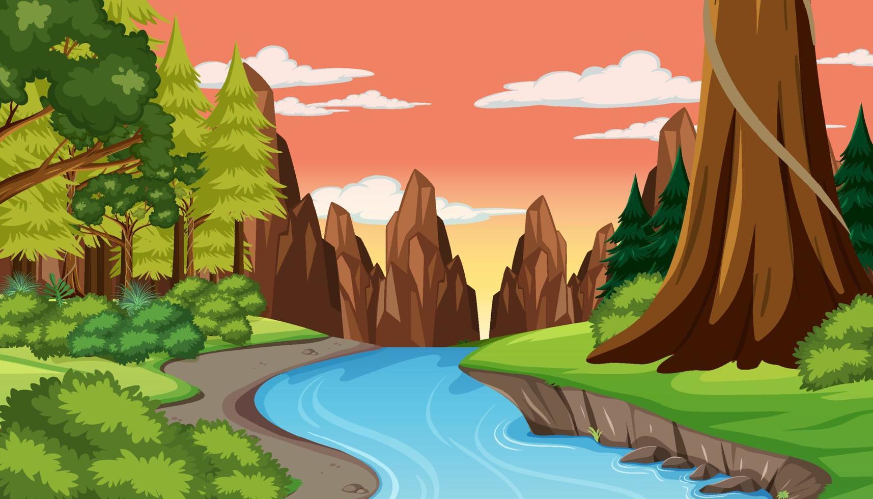 Prehistoric forest scene background vector