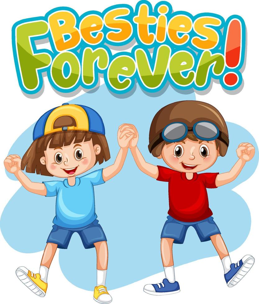 Besties Forever with boy and girl holding hands vector