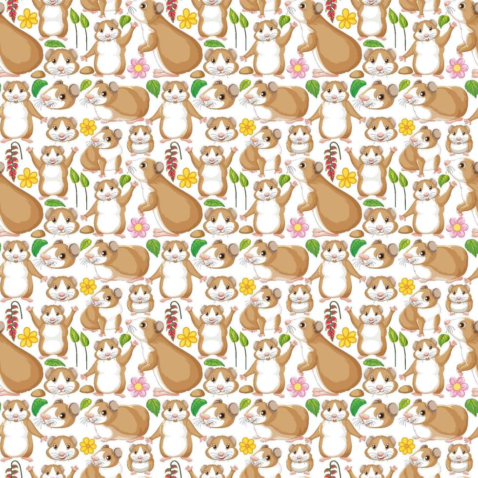 Funny guinea pig on white background seamless vector