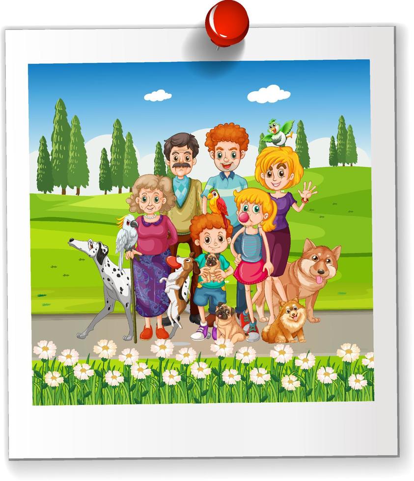 Cartoon family photo isolated on white backgound vector