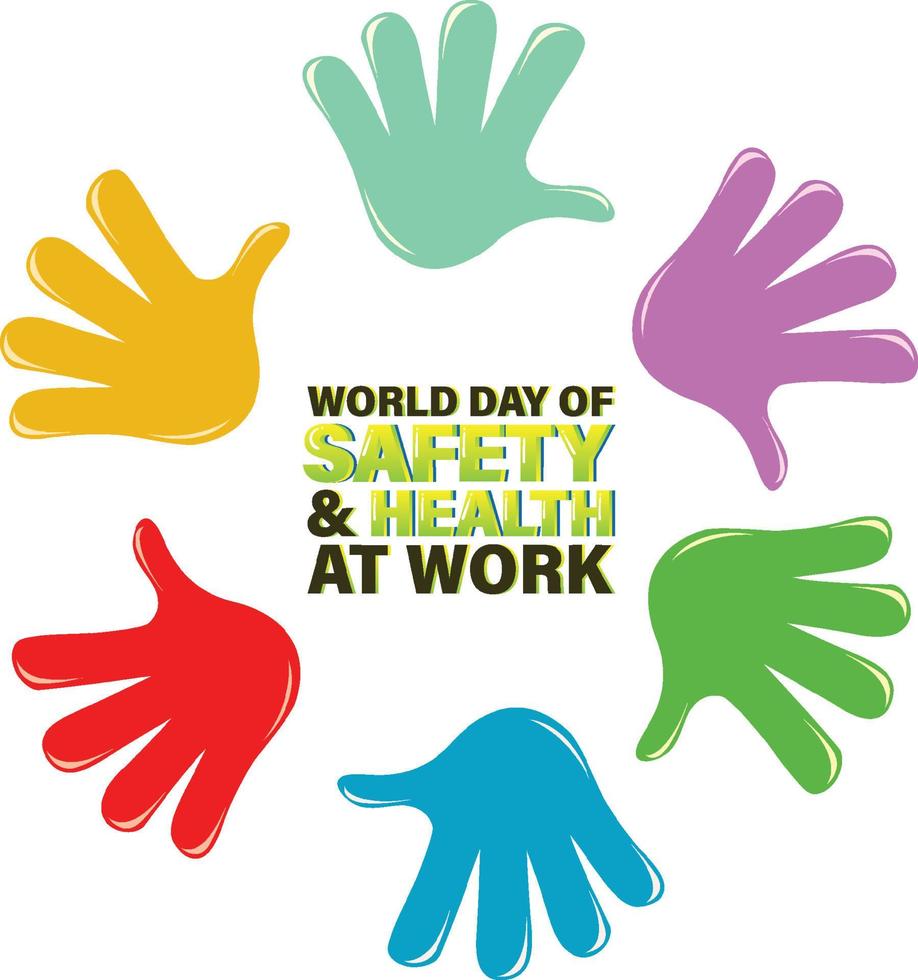 diseño de carteles para el día mundial de la seguridad y la salud en el trabajo vector