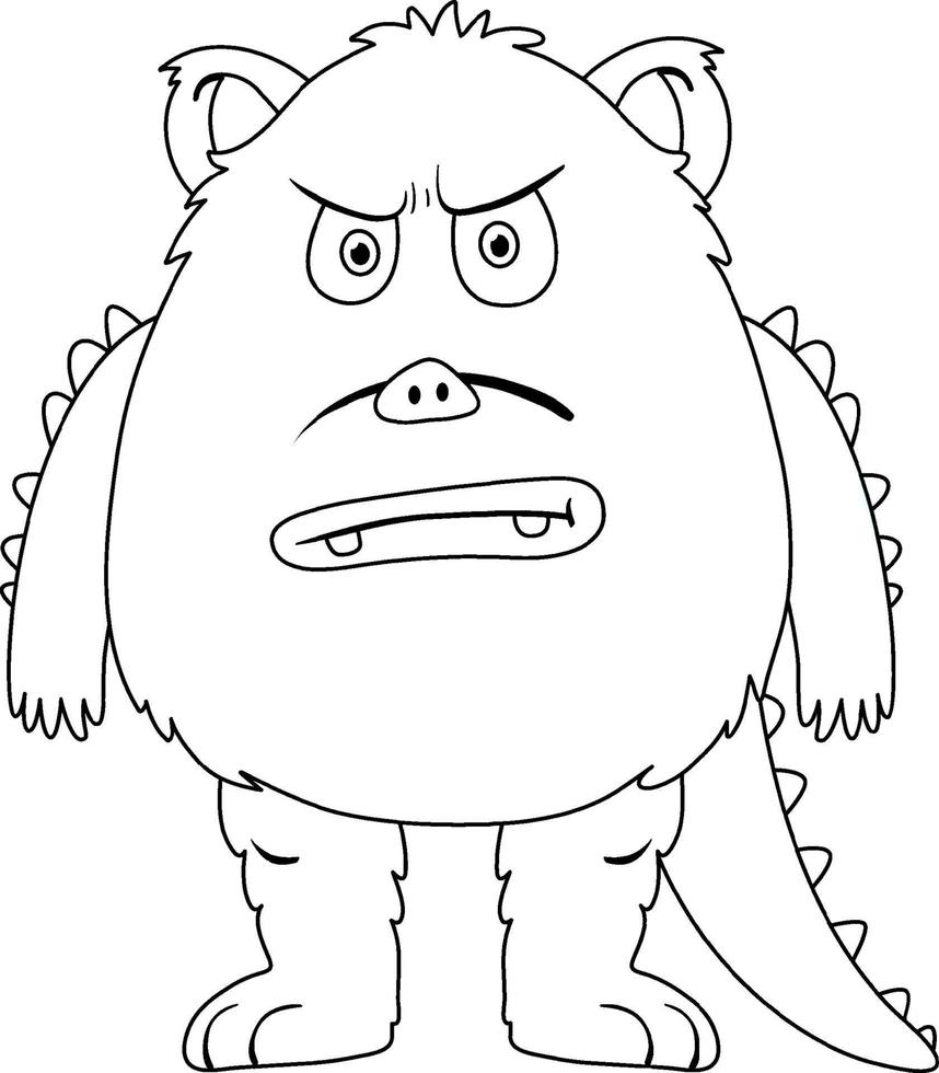 Black and white doodle character vector