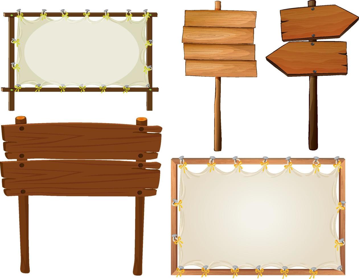 Set of wooden sign banner vector