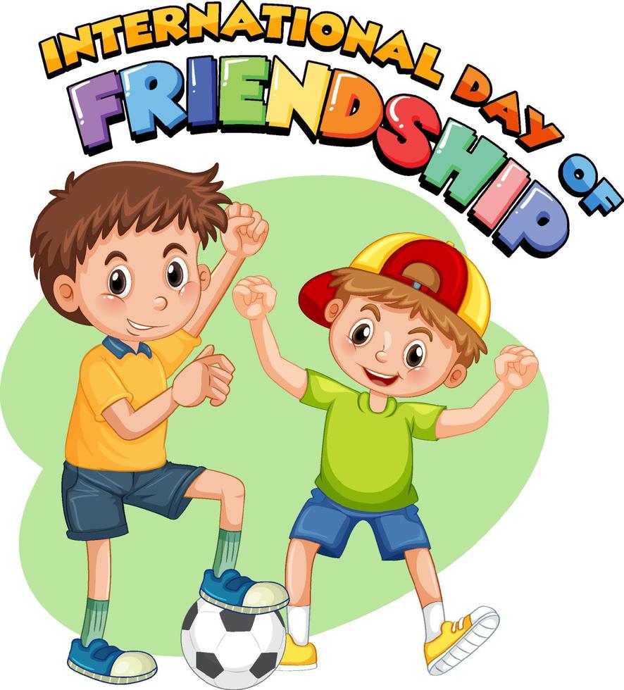 International day of friendship logo with two boys vector