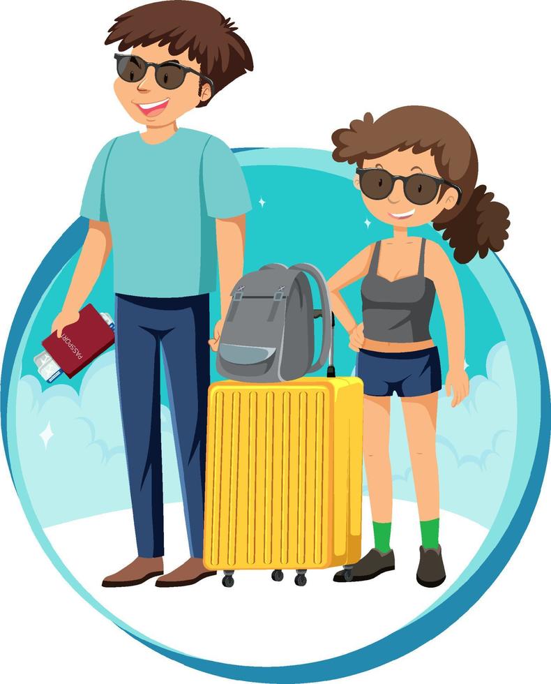 Male and female  travel holiday theme with backpack vector